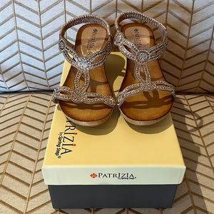 Patrizia by Spring Step sandals, bronze color, bejeweled, US size 6.5
